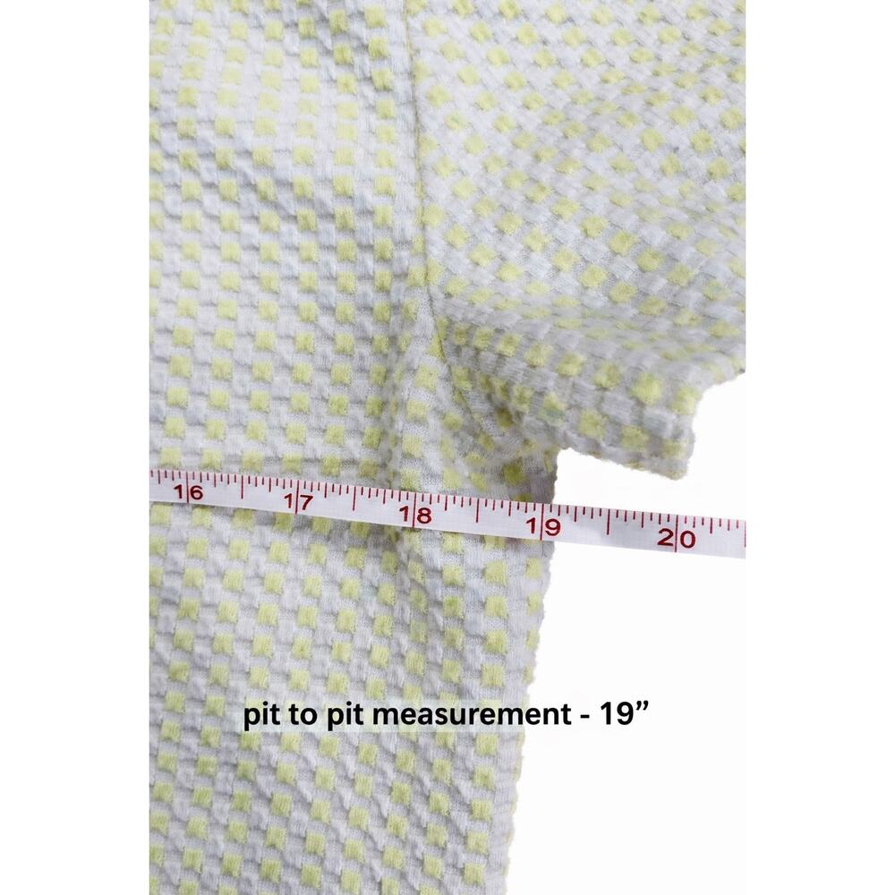 Lou & Grey Gingham Jacquard Cropped Tee Small Textured Boxy Preppy Quiet Luxury - Picture 7 of 10